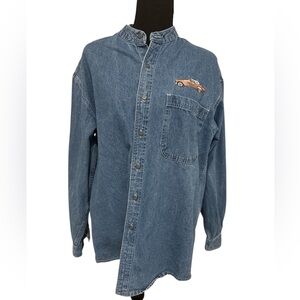 Autumn Mountain Blue Jean Denim Shirt w/1957 Pink Thunderbird Accent
